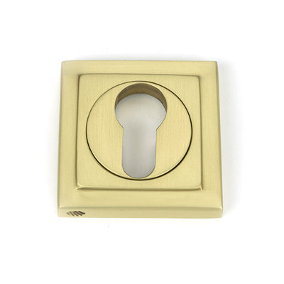 Concealed Satin Brass Round Euro (Square) Escutcheon