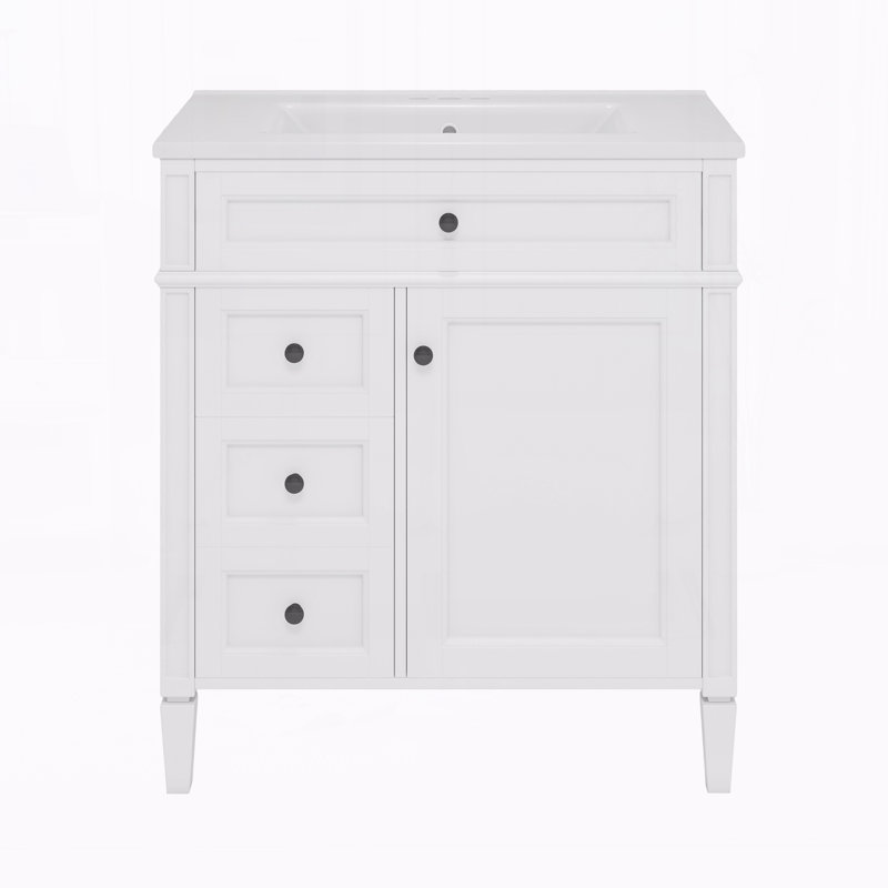 Meuble-lavabo 30 po avec lavabo supérieur, Blanc/Noir