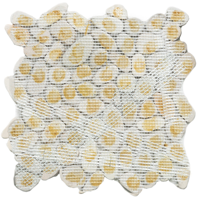 Streambed 1" x 1" Natural Stone Mosaic Floor & Wall Tile, White