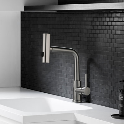 11.7"H Stainless 360° Swivel Bathroom Faucet With 3-Function Pull-Out Sprayer