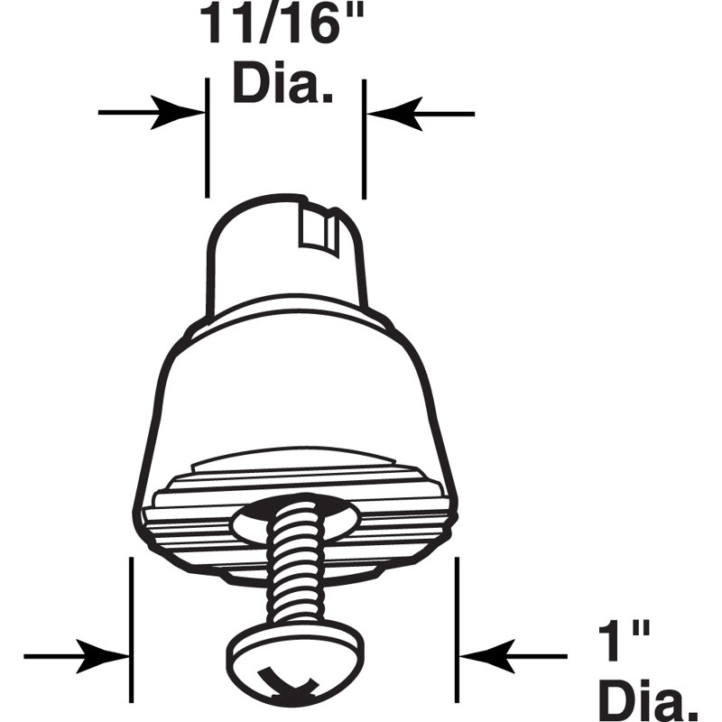 1 in., Black, Rubber, Replacement Tips for Drop Down Door Holders