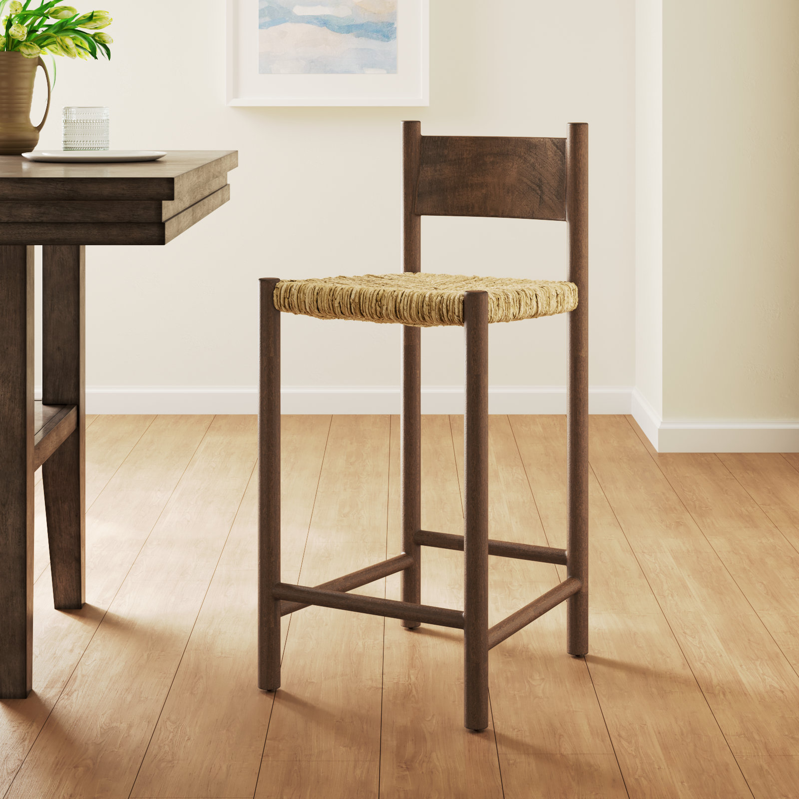 Loretta Woven Stool, Counter Stool (27" Seat Height)