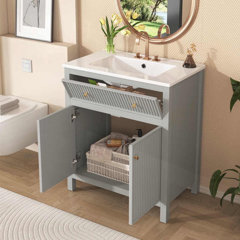 Ensemble de meuble-lavabo autoportant avec portes à fermeture douce