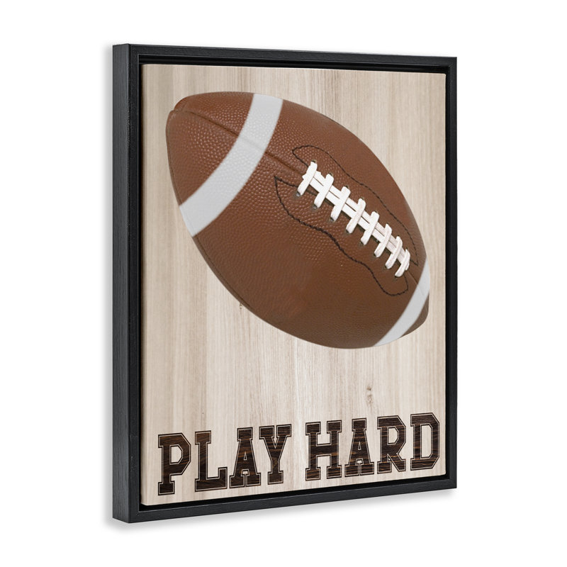 Cadre flottant Play Hard Football, design par Marcus Prime, Cadre flottant noir de jais, H 21 po x l 17 po