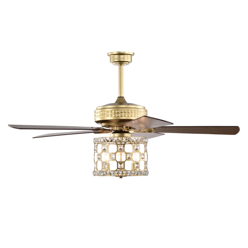 Ventilateur de plafond 52 po à 5 pales en cristal DEL avec télécommande et ensemble d'éclairage inclus