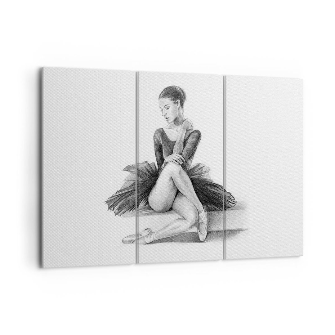 3-tlg. Leinwandbilder-Set Ballerina Drawing Pencil