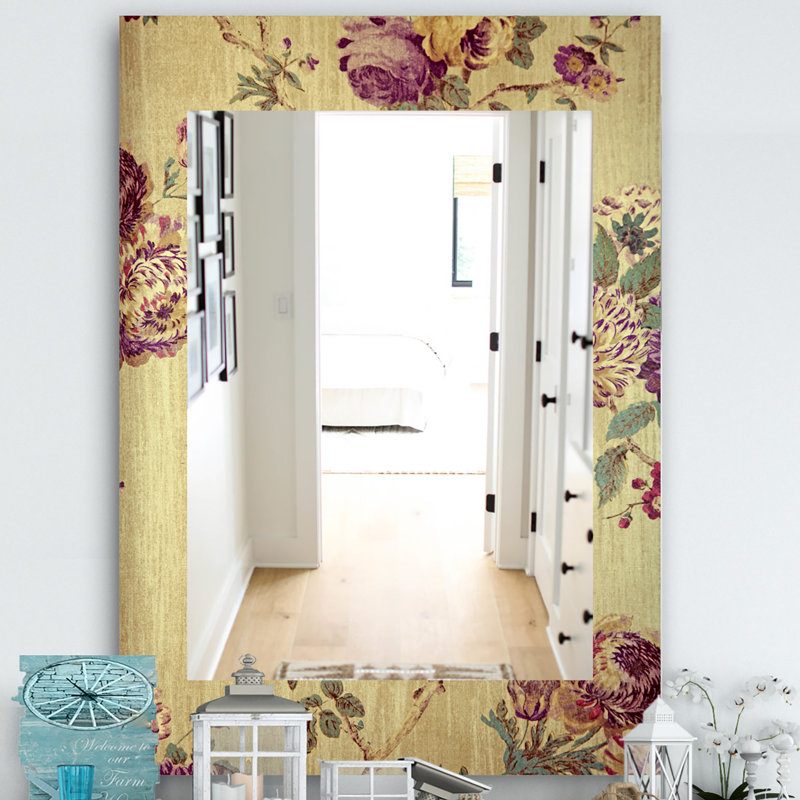 Miroir décoratif concentrique Mid-Century, H 24 po x l 32 po, Floral