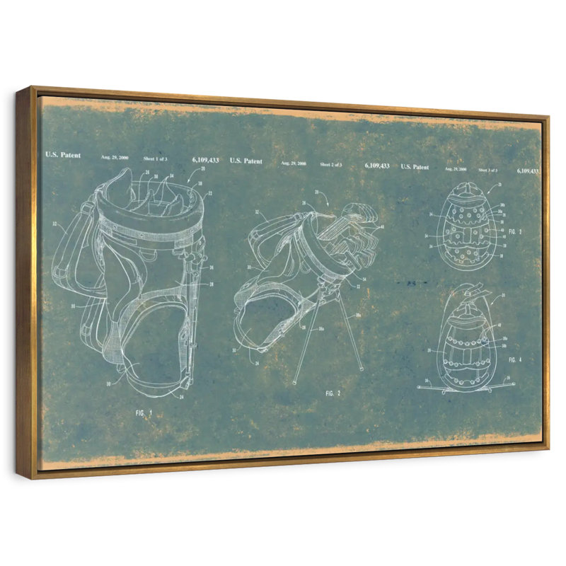 Séparateurs de sacs de golf striés Schenck, Cadre flottant doré, 40 po x 27 po
