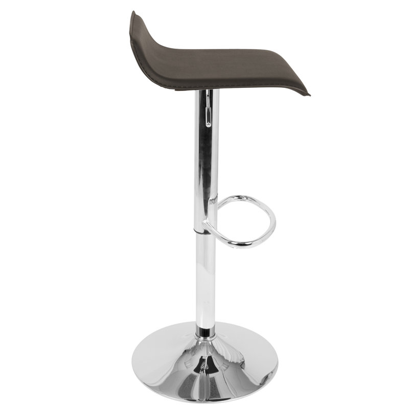 Contemporary Adjustable Barstool In Brown Pu Leather By  - Set Of 2, Brown