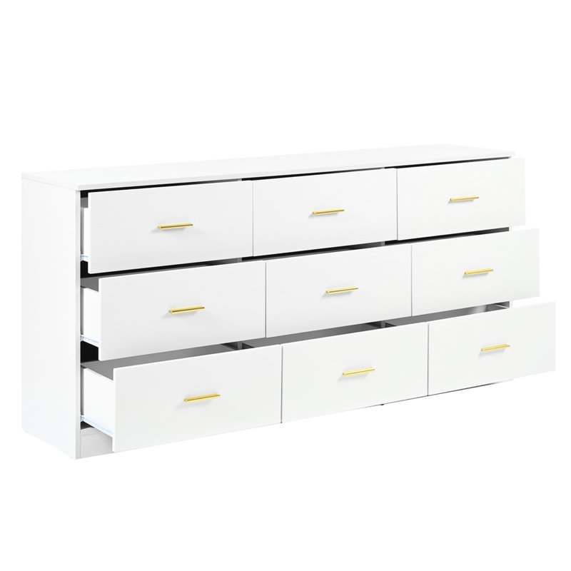 Modern 9 - Drawer Chest For Bedroom And Entry Table, Build, Smooth Waterproof Finish, American Design Contemporary Primary Living Space, Gloss Surface, Easy To Install