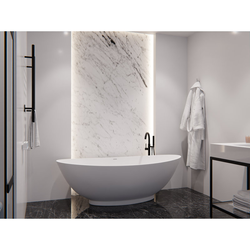 Ala 67'' x 37'' Freestanding Soaking Solid Surface Bathtub