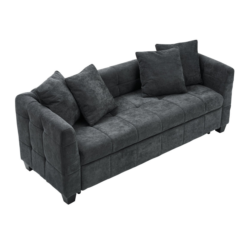 Lit Cloud Cloud en velours pour 3 personnes gris foncé, Gris foncé