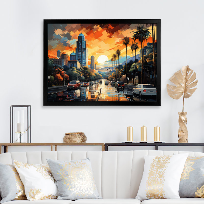 Pop Los Angeles II sur toile, Cadre simple noir, H 34 po x l 44 po x P 1,5 po