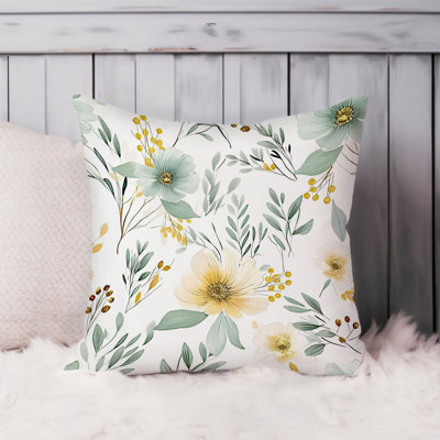 Floral Flower Symphony VI Cottage Throw Pillow Cover
