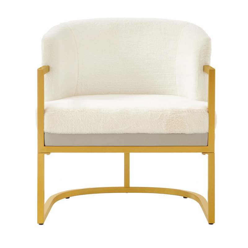 Chaise de lecture rembourrée avec fauteuil en métal doré moderne Modern Accent Chair, Beige