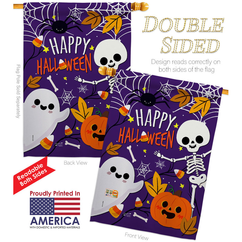 Drapeau de maison 40 po x 28 po Happy Halloween