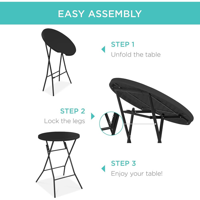 Table pliante à hauteur de bar, accessoire intérieur extérieur rond pour patio, cour arrière, salle à manger