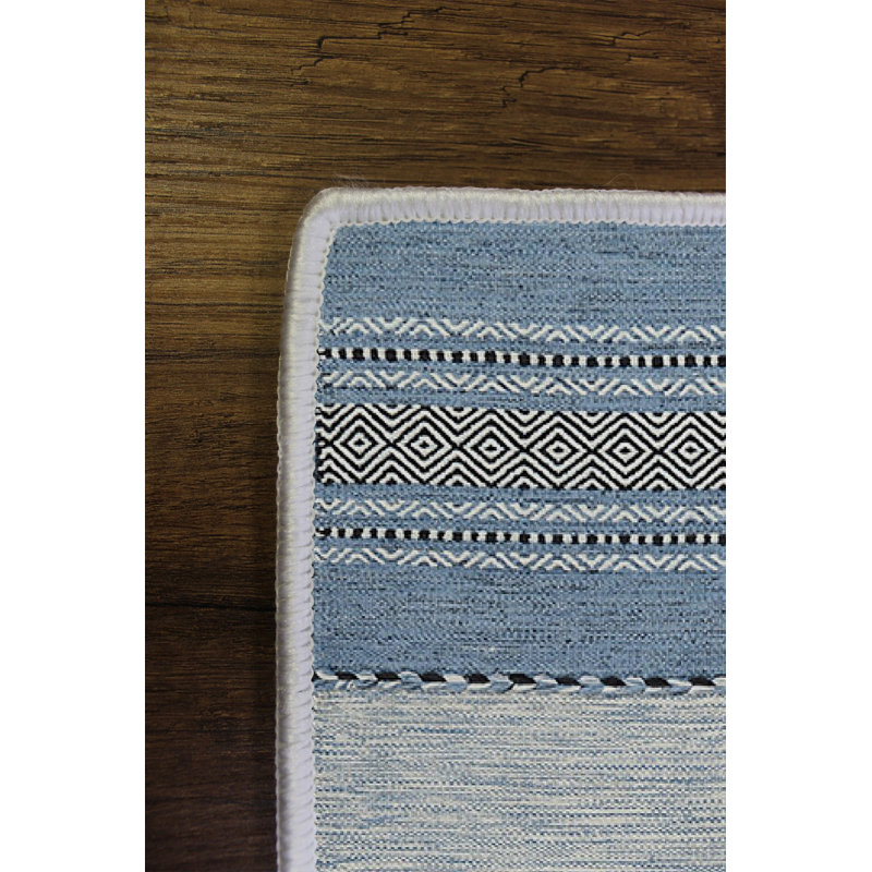 Antibacterial Area Rug, 100% Polyester, 31.5 x 47.2 inches | Eco-Friendly, Non-Slip PVC Dot Backing, 0.16 in Pile Height | Machine Washable, Digital Print Design in Blue | Perfect for Living Room & Bedroom Decor