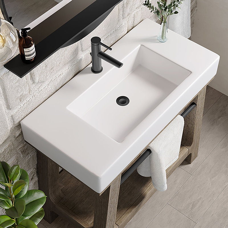 Base de meuble-lavabo simple 35,88 po Auburn en brun seulement