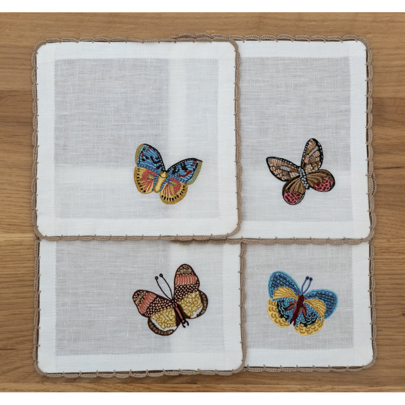 Flutter and Lace Cocktail Napkins 6x6 Inch