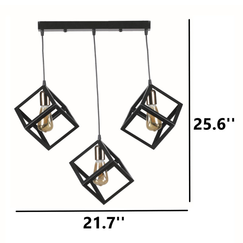 Luminaire suspendu pour îlot de cuisine 3 lumières Zaniya
