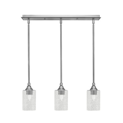Luminaire suspendu linéaire à 3 lumières 3 lumières, verre fumé 4 "