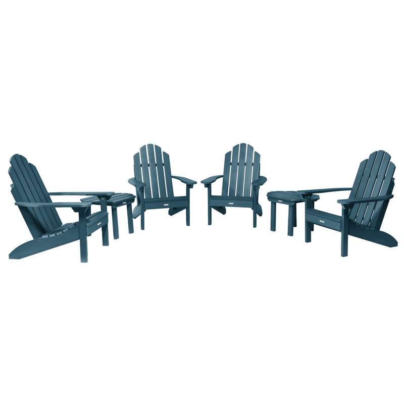 Chaise Adirondack en plastique avec table Anette, Bleu Nantucket