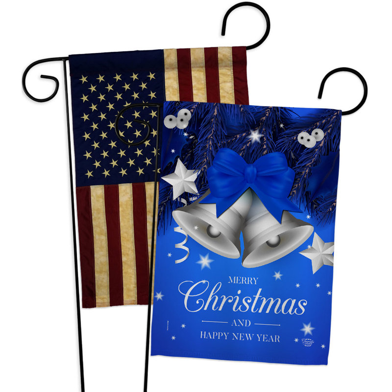Drapeau de jardin en forme de cloche de Noël en polyester 18,5 x 13 po