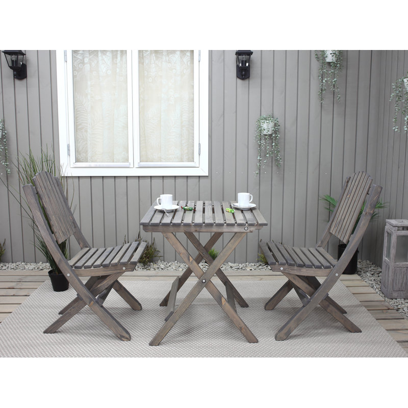 Klinger 2 - Person Wood Patio Dining Set with Square Table, Grey