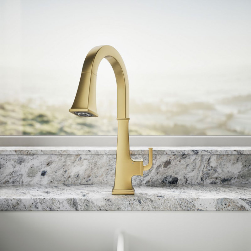 Riff Touchless Pull-Down Kitchen Sink Faucet, Moderne Brass