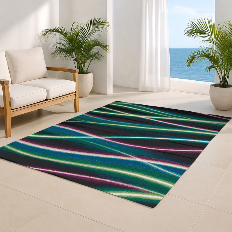Nature Purple Indoor and Outdoor Area Rug, Rectangle 8' x 10'