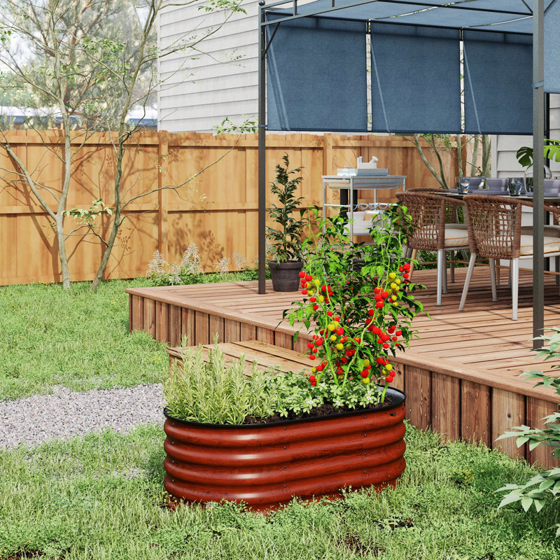 Lit de jardin surélevé en métal Ruocco, Brun, H 16,5 po x l 41,25 po x P 23,5 po