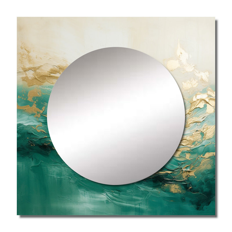 Grand miroir carré à motif abstrait de formes abstraites à motif de cornemussez à la forme douce, Cornelluis, 23 po x 23 po