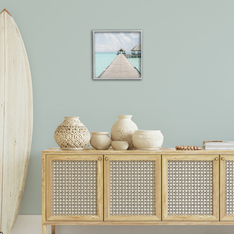 «Tropical Long Pier», estampe numérique encadrée par Noah Bay, Estampe numérique Farmhouse, H 17 po x l 17 po