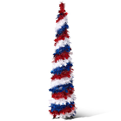 5FT Patriotic Tree 4Th Of July Decorations - Star Tinsel Tree For Independence Day Decor, Holiday Centerpiece Display For Patriotic Party Decorations Memorial Day Home Decor