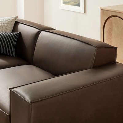 Causeuse modulaire en cuir avec repose-pieds 3 pièces Arielle