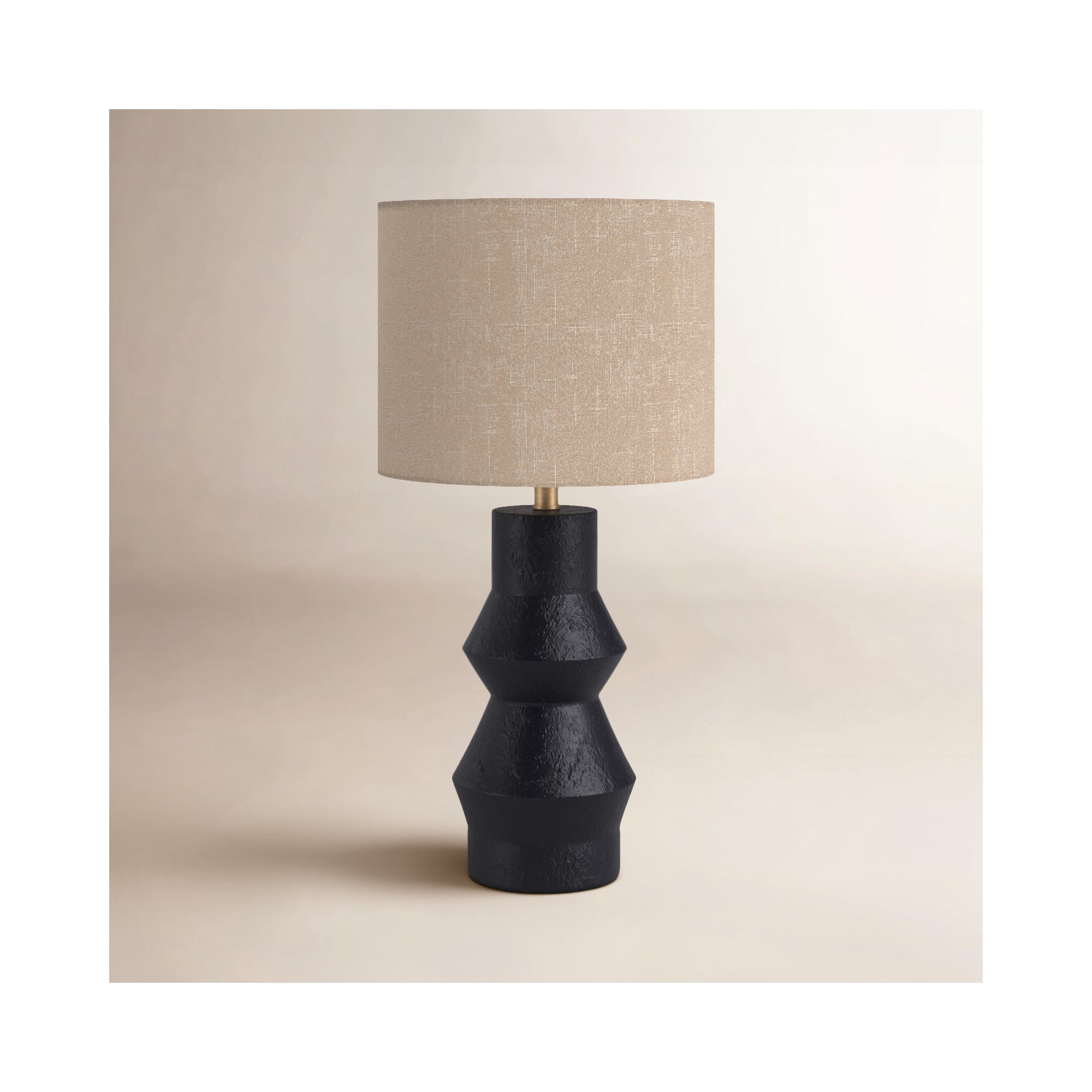 Jefferson Ceramic Table Lamp, Black, Light Brown