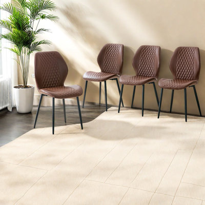 Comfort Dining Chairs, Pu And Metal Modern Quilted Set For Kitchen Home