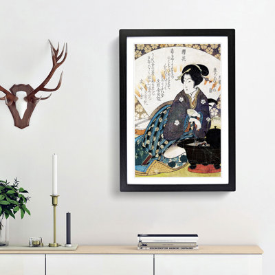 Courtesan Drinking Tea by Yashima Gakutei - Picture Frame Painting Print