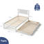Canapé-lit en bois de pin blanc cassé avec lumières DEL, station de charge USB Type-C, canapé-lit en bois extensible-129908343