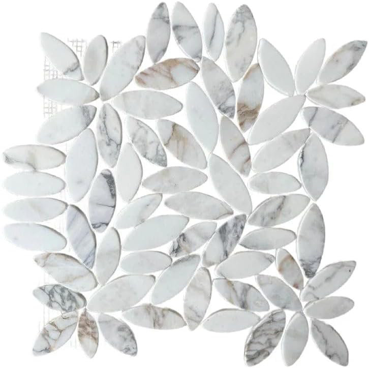 Carreau de mosaïque en pierre Calacatta Flower 12 x 12 po, carton de 11 (11 pieds carrés)