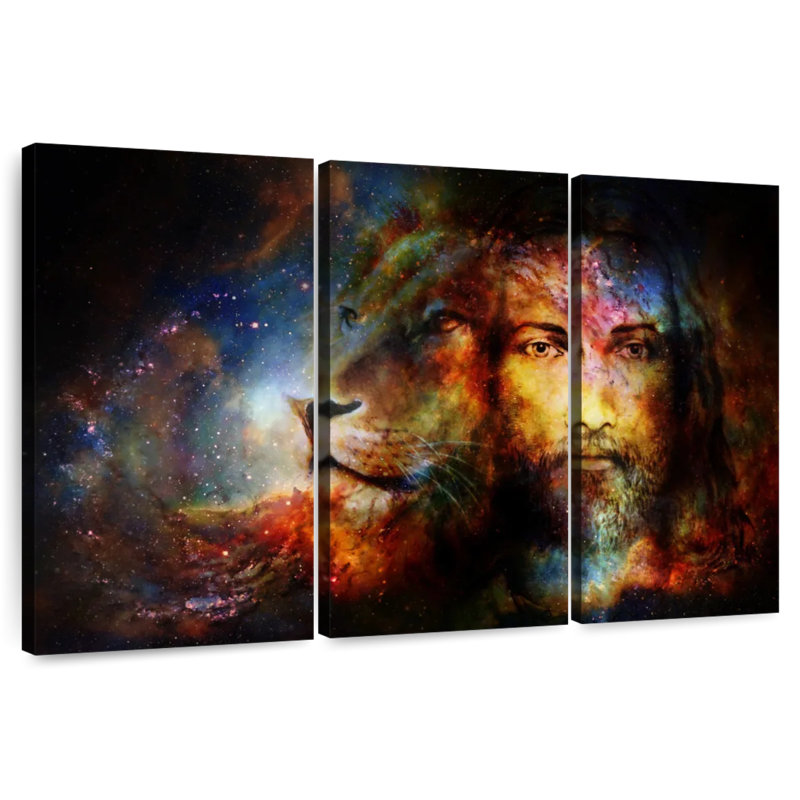 Leisha Cosmic Lion And Jesus, 28" H x 45" W