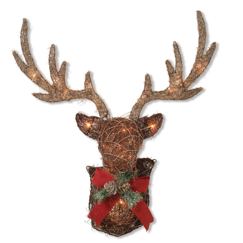 Décoration murale traditionnelle en cerf de Noël avec lumières DEL