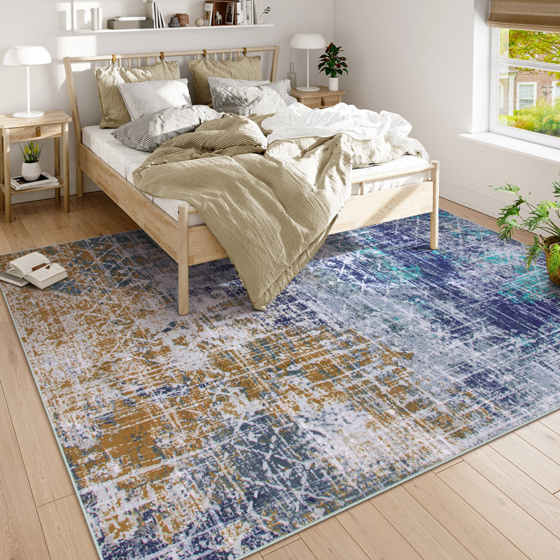 Abstract Tribal Washable Area Rug – Modern Non-Slip Carpet for Living Room, Bedroom & Entryway – Soft & Stain-Resistant Floor Mat