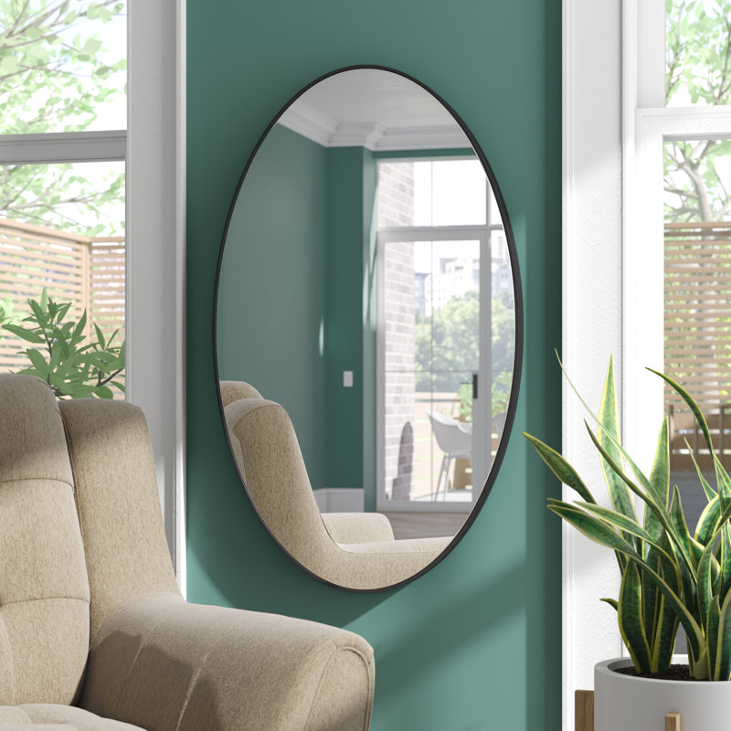 Caitryn Metal Oval Wall Mirror, 40" x 24"