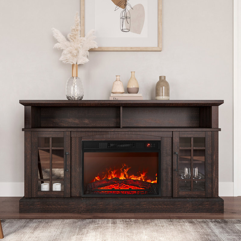Crédence de rangement avec foyer électrique 58,2 po Ottavino, Espresso