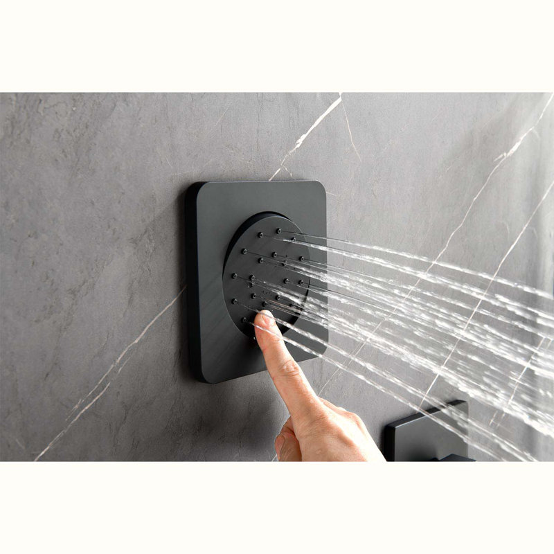 Système de douche complet avec valve brute, Noir mat