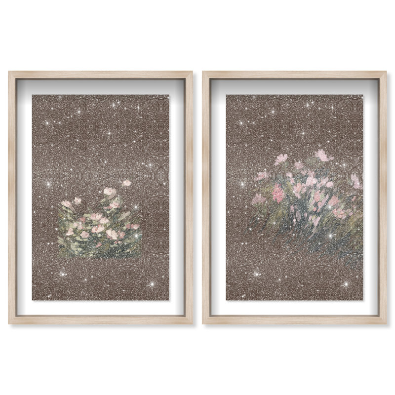 Secret Garden Set Shadowbox Floral & Botanical Print by Oliver Gal, Black Frame, 10 x 15, 31.5"H x 46.5"W
