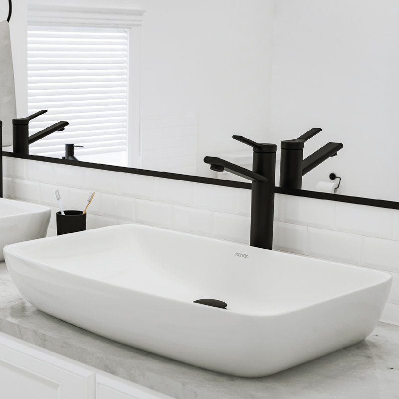 Karran Valera 24 In. Vitreous China Rectangular Vessel Bathroom Sink