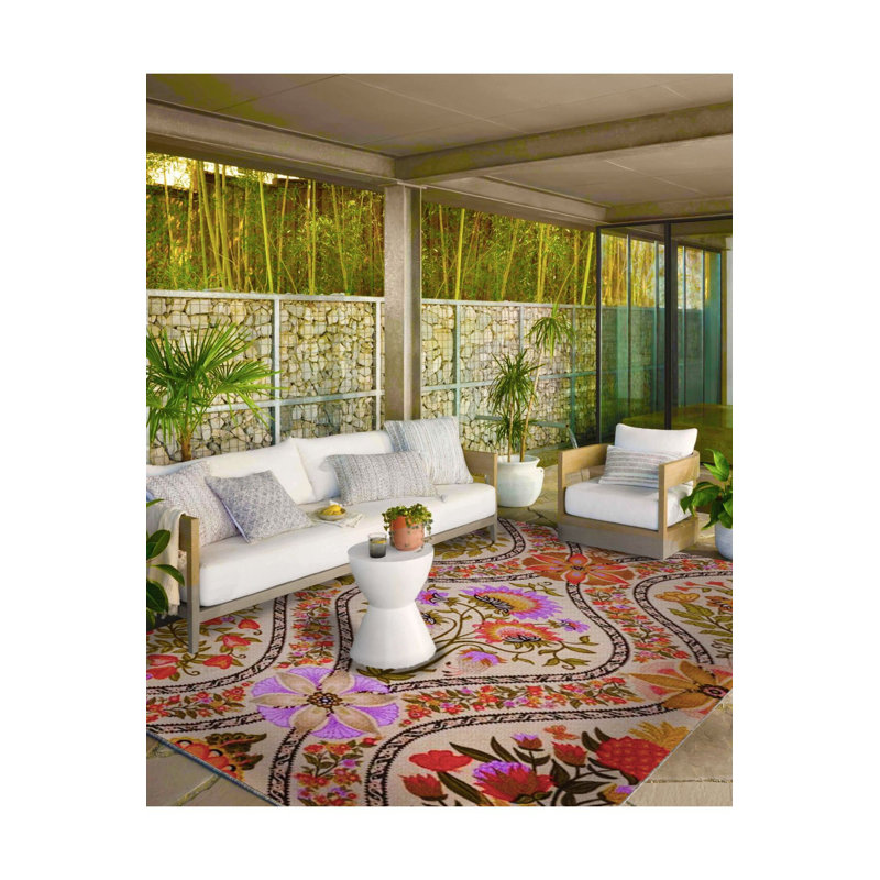 Tapis tissé à motif floral et motif lavable, Tapis de couloir 3 pi 3 po x 6 pi 7 po